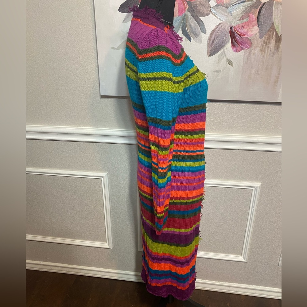 Multicolor Striped Women's Cardigan || Size 14 (see measurements in description) - Picture 3 of 11